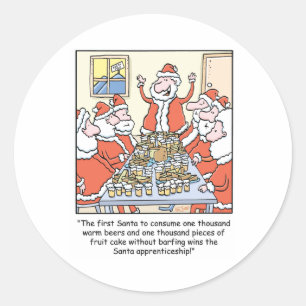 Sticker Rond Caricature de Noël Père Noël Apprenticlearning
