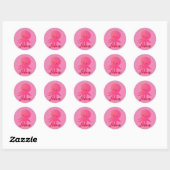 Sticker Rond Caricature de poulpe rose mignon Ajouter un nom (Feuille)