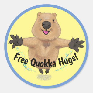 Sticker Rond Caricature de saut de quokka mignon