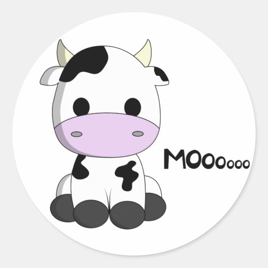 Sticker Rond Caricature de vache Cute kawaii enfants autour aut (Devant)