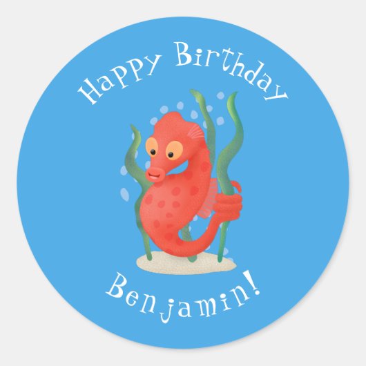 Sticker Rond Caricature d'hippocampe pygmée (Devant)