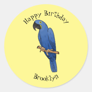 Sticker Rond Caricature d'oiseau macaw Hyacinth