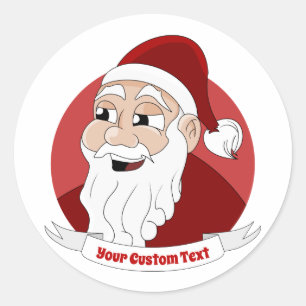 Sticker Rond Caricature du Père Noël souriant