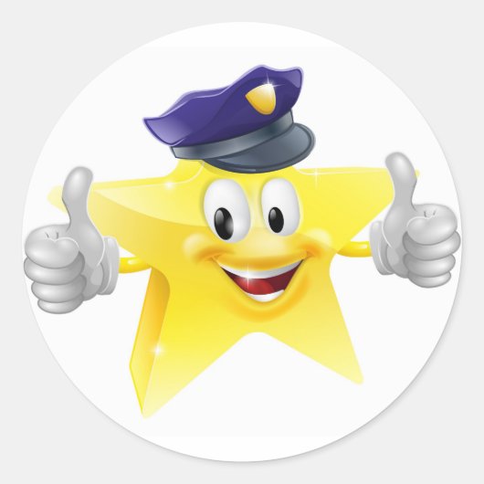 Sticker Rond Caricature du policier étoilé (Devant)