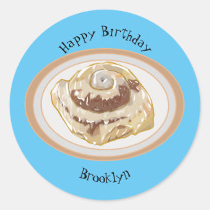Sticker Rond Caricature en rouleau de cannelle