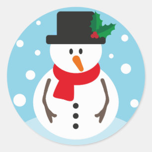 Sticker Rond Caricature festive de Noël Snowman