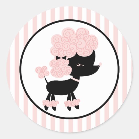 Sticker Rond Caricature French Poodle (Devant)
