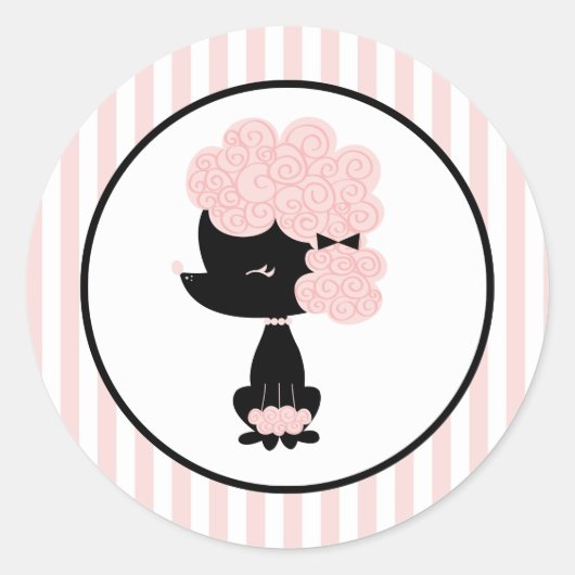 Sticker Rond Caricature French Poodle (Devant)