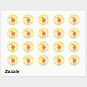 Sticker Rond Caricature jaune mangue mignonne (Feuille)