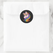 Sticker Rond Caricature jolie licorne (Sac)