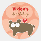 Sticker Rond Caricature mignonne Brown Ours Amusant Fun Fête d' (Devant)