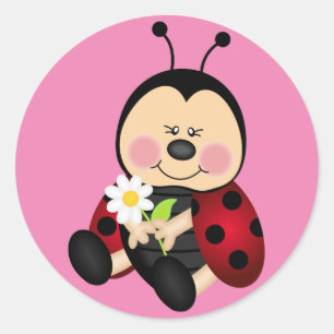 Sticker Rond Caricature mignonne dame bug classique rond autoco