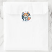 Sticker Rond Caricature mignonne de Space fox (Sac)