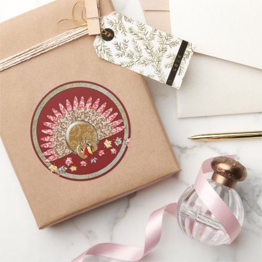 Sticker Rond Caricature mignonne Thanksgiving Turquie (Cadeaux)