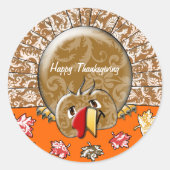 Sticker Rond Caricature mignonne Thanksgiving Turquie (Devant)