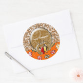 Sticker Rond Caricature mignonne Thanksgiving Turquie (Enveloppe)