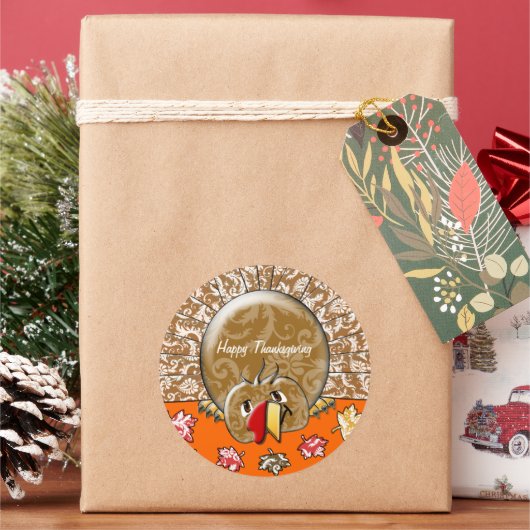 Sticker Rond Caricature mignonne Thanksgiving Turquie (vacances)