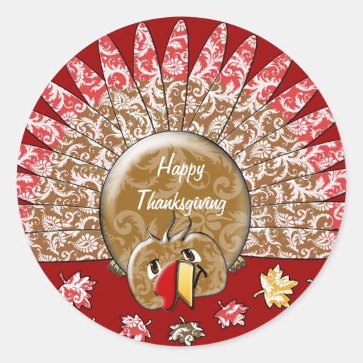 Sticker Rond Caricature mignonne Thanksgiving Turquie (Devant)