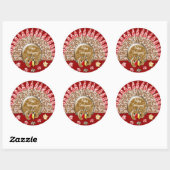 Sticker Rond Caricature mignonne Thanksgiving Turquie (Feuille)