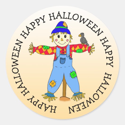 Sticker Rond Caricature mignonne Whimson Halloween Scarecrow (Devant)