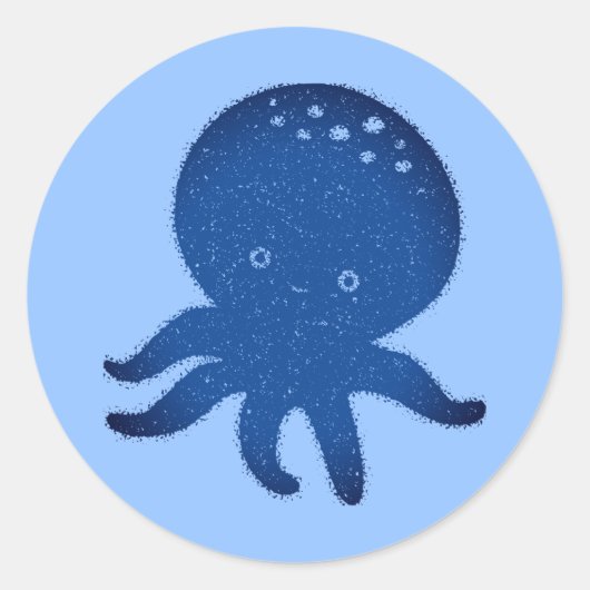 Sticker Rond Caricature octopus mignonne vieux papier (Devant)