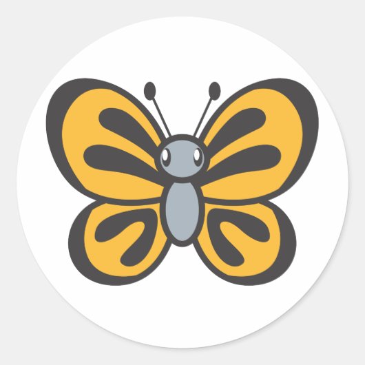 Sticker Rond Caricature papillon orange (Devant)