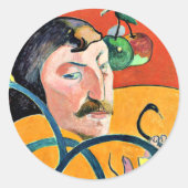 Sticker Rond Caricature, peinture de Gauguin, (Devant)