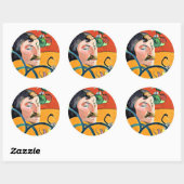 Sticker Rond Caricature, peinture de Gauguin, (Feuille)