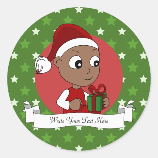 Sticker Rond Caricature pour bébé de Noël (Devant)