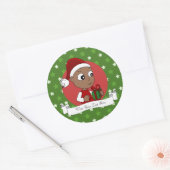 Sticker Rond Caricature pour bébé de Noël (Enveloppe)
