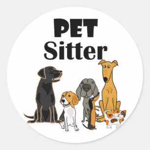 Sticker Rond Caricature pour chien et chat pour animal de compa