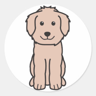 Sticker Rond Caricature pour chien Goldendoodle