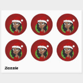 Sticker Rond Caricature pour fille de Noël (Feuille)