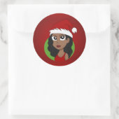 Sticker Rond Caricature pour fille de Noël (Sac)