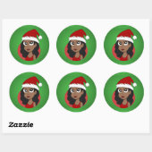 Sticker Rond Caricature pour fille de Noël (Feuille)
