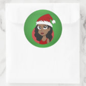 Sticker Rond Caricature pour fille de Noël (Sac)