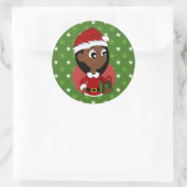 Sticker Rond Caricature pour fille de Noël (Sac)