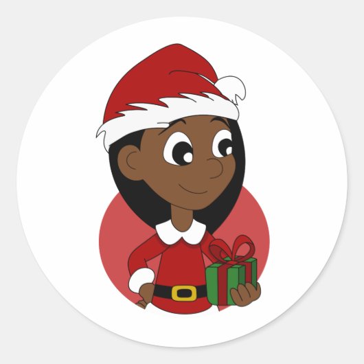 Sticker Rond Caricature pour fille de Noël (Devant)