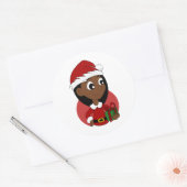 Sticker Rond Caricature pour fille de Noël (Enveloppe)