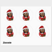 Sticker Rond Caricature pour fille de Noël (Feuille)