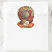 Sticker Rond Caricature vintage Thanksgiving Turquie (Sac)