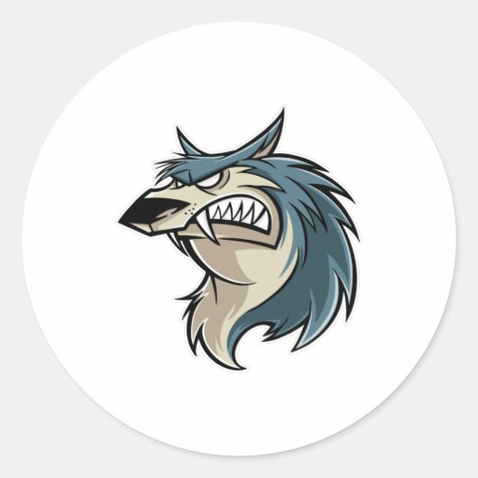 Sticker Rond Caricature Wolf (Devant)