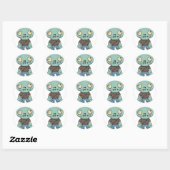 Sticker Rond Caricature Zombie (Feuille)