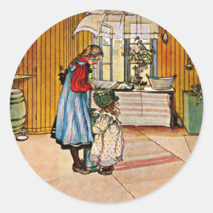 Sticker Rond Carl Larsson art : The Kitchen