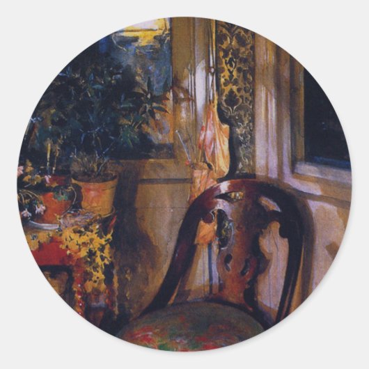 Sticker Rond Carl Larsson Vintage Le Coin Jouets (Devant)