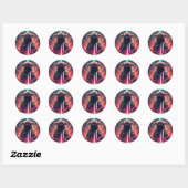 Sticker Rond Carlin adorable en costume robotique futuriste (Feuille)