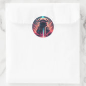 Sticker Rond Carlin adorable en costume robotique futuriste (Sac)