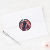 Sticker Rond Carlin adorable en costume robotique futuriste (Enveloppe)