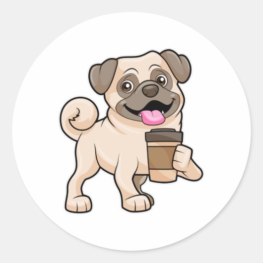 Sticker Rond Carlin avec café pour aller (Devant)