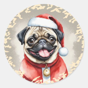 Sticker Rond Carlin avec tenue du Père Noël - Noël 1